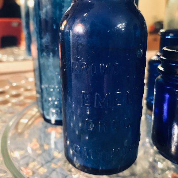 Vintage Cobalt Blue Medical Bottles (5) - Picture 3 of 15